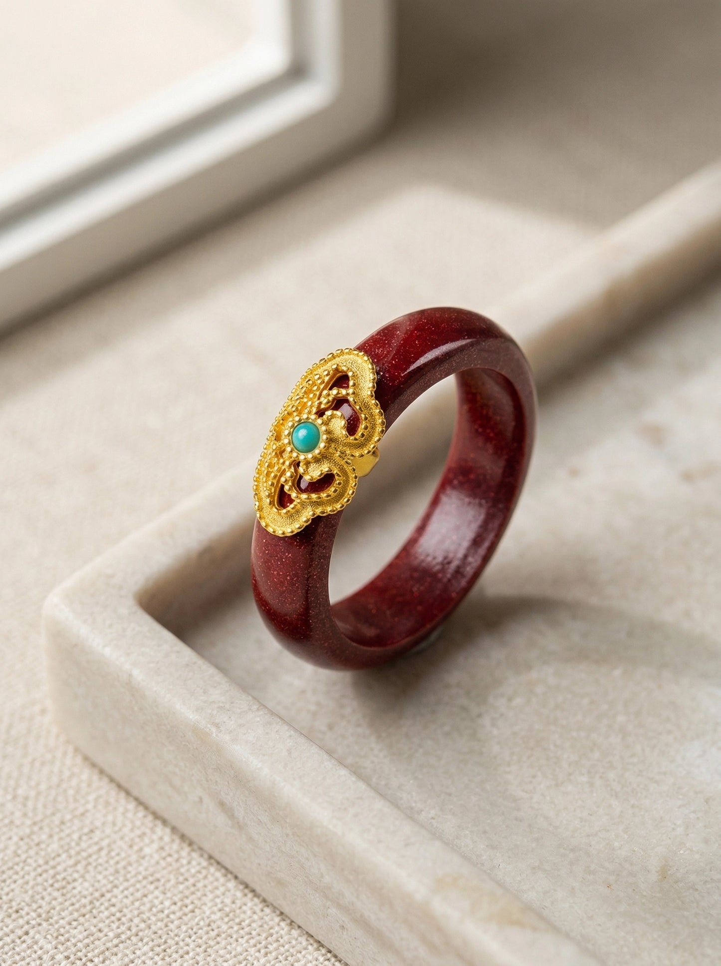 Eastculture Golden Cloud Ruby Ring - Feng Shui Metaphysics