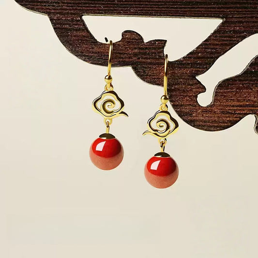 Eastculture Golden Cloud Ruby Earrings - Feng Shui Metaphysics
