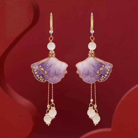 Eastculture  Purple premium ginkgo leaves earrings