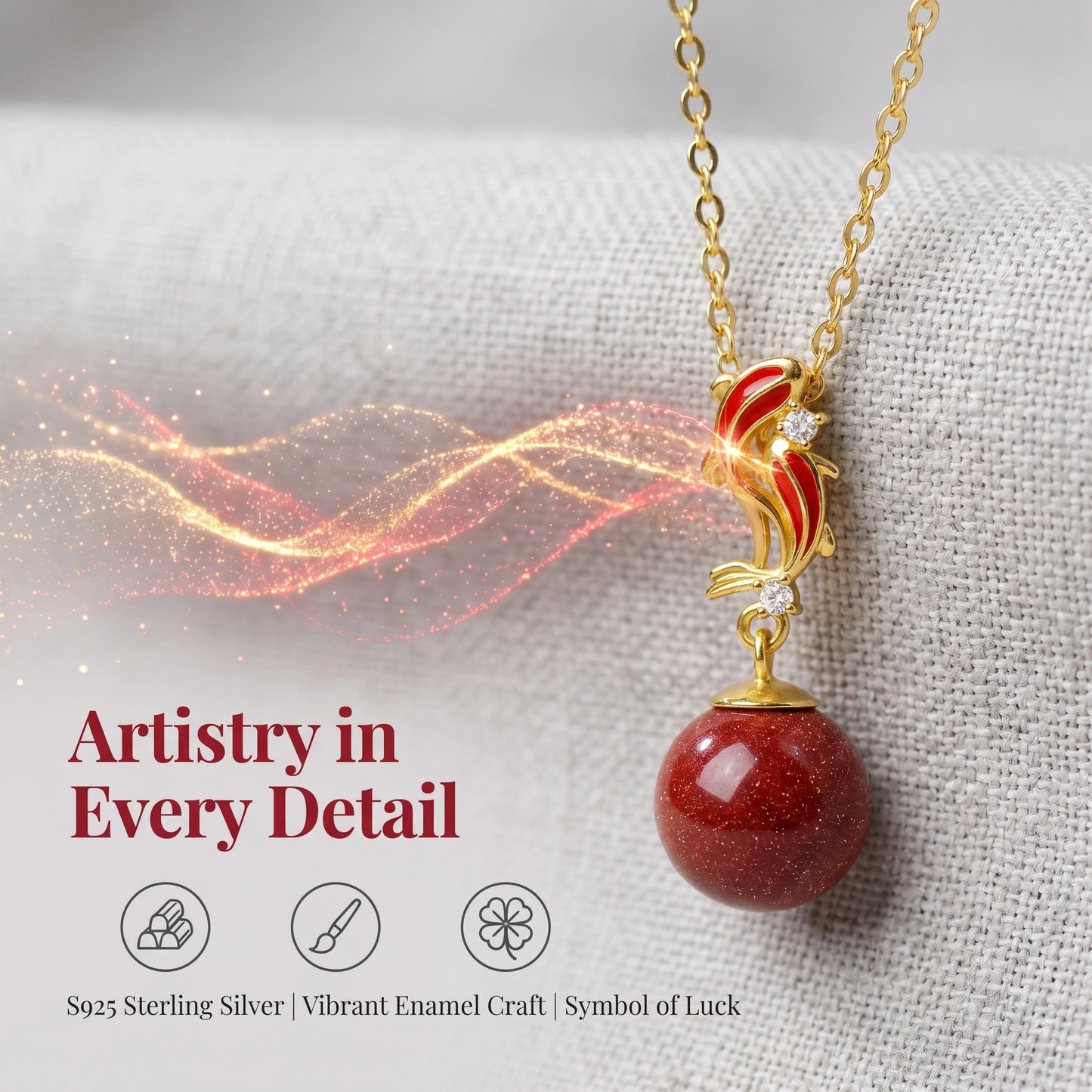 Eastculture Lucky Pisces Cinnabar Necklace - Remove Bad Luck