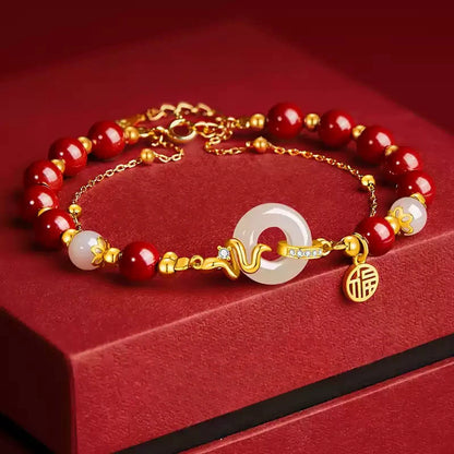 Eastculture Exquisite and auspicious white jade blessing Bracelet - Health & Longevity Blessing