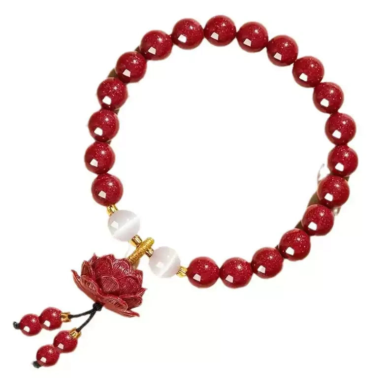 Eastculture White Jade Lotus Bracelet - Buddhist Mascot