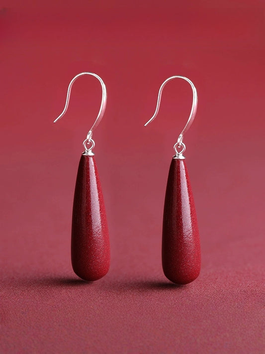 Eastculture Water Drop Cinnabar Earrings-  Wellness Blessing