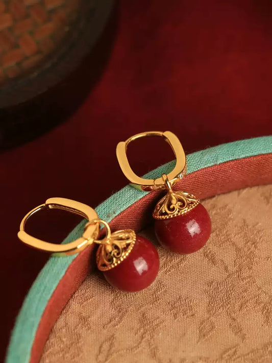 Eastculture Large gold ring ruby Earrings - Boost Your Fortune