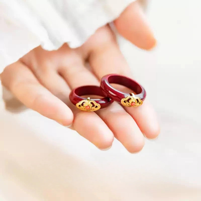 Eastculture Golden auspicious cloud Ring - Health & Longevity Blessing