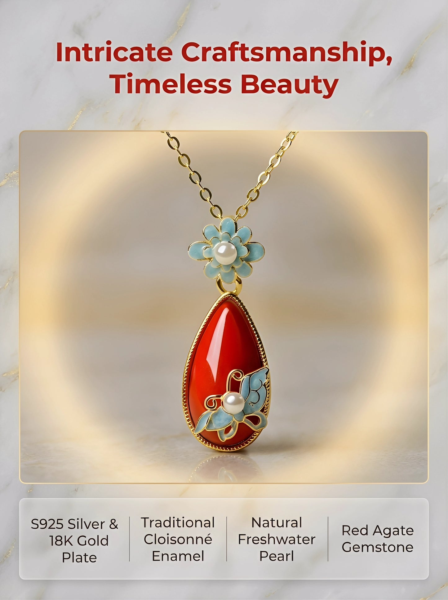 Eastculture Flowers and butterflies Necklace - Remove Bad Luck