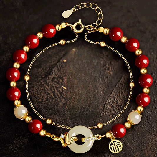 Eastculture Exquisite and auspicious white jade blessing Bracelet - Health & Longevity Blessing