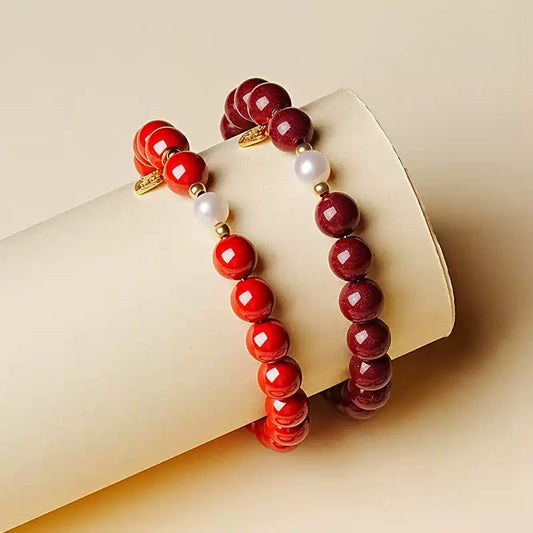 Eastculture Two-color pearl cinnabar Bracelet - Feng shui metaphysics