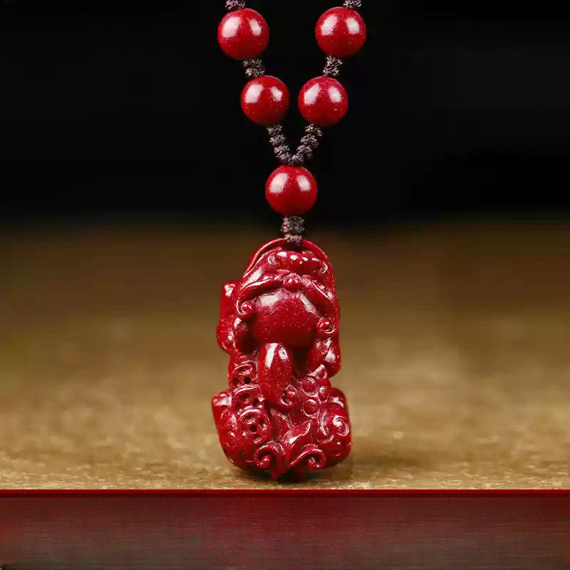Eastculture Pixiu Cinnabar Necklace - Enhance Your Luck