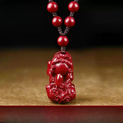 Eastculture Pixiu Cinnabar Necklace - Enhance Your Luck