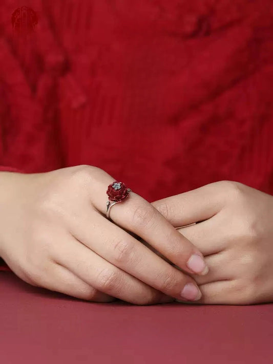 Eastculture Many ruby roses Ring - Attract Fortune