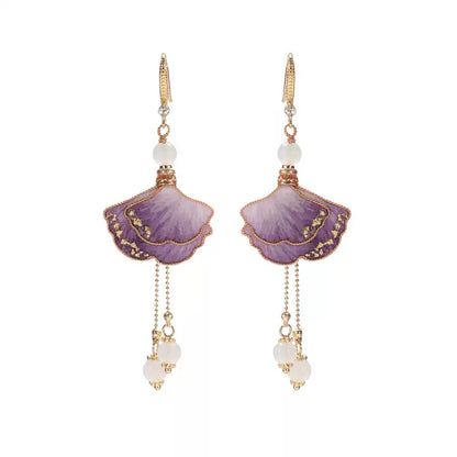 Eastculture  Purple premium ginkgo leaves earrings