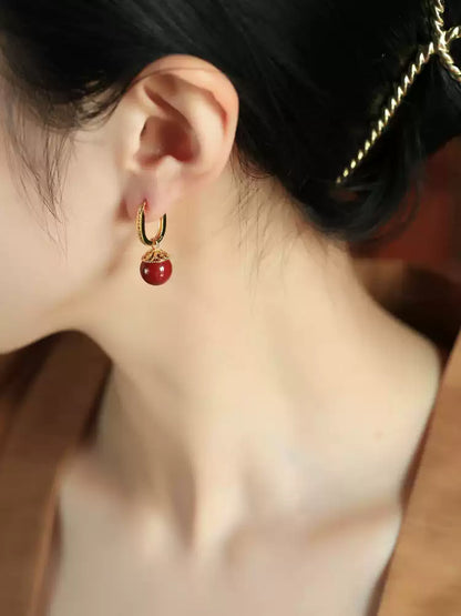 Eastculture Large gold ring ruby Earrings - Boost Your Fortune