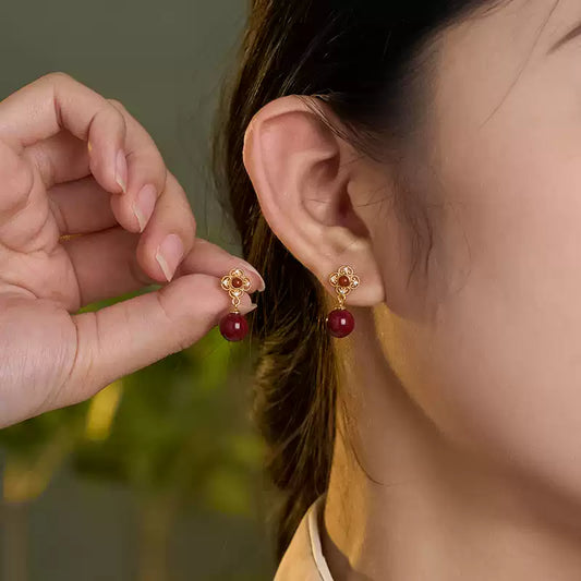 Eastculture Platycodon grandiflorum Ruby Earrings - Elevate Your Destiny