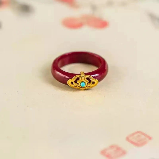 Eastculture Golden auspicious cloud Ring - Health & Longevity Blessing