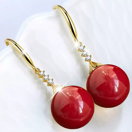 Eastculture Big Red Beads Earrings - Health & Longevity Blessing