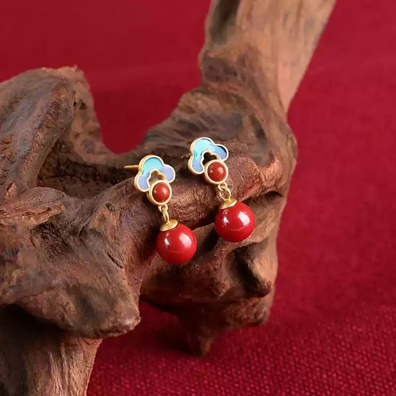 Eastculture Gold-rimmed auspicious cloud ring and necklace set Ring - Health & Longevity Blessing