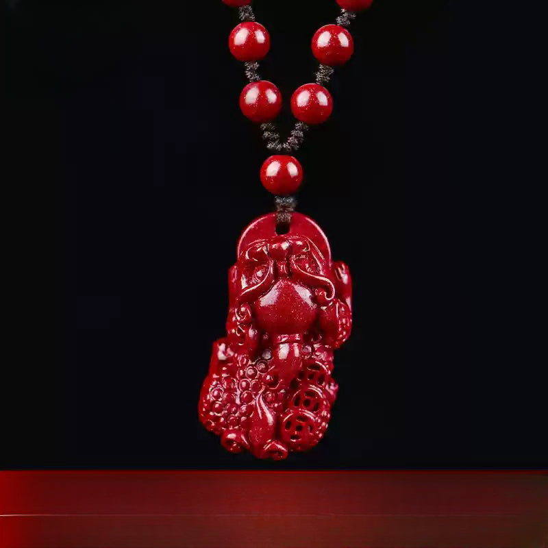Eastculture Pixiu Cinnabar Necklace - Enhance Your Luck