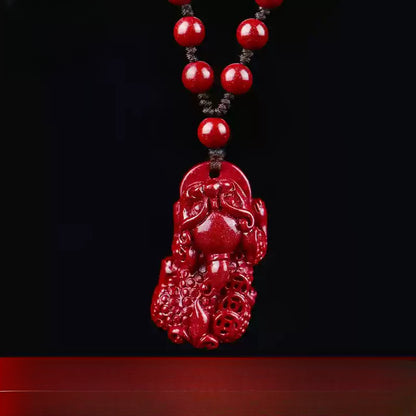 Eastculture Pixiu Cinnabar Necklace - Enhance Your Luck