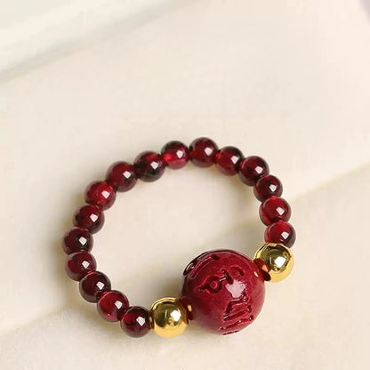 Eastculture Hex-Repelling Rune Carved Ruby Ring- Feng Shui Metaphysics