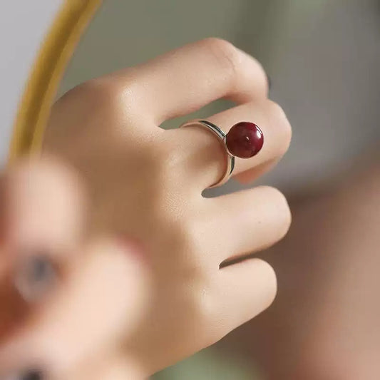 Eastculture Silver inlaid with ruby Ring  - Get love