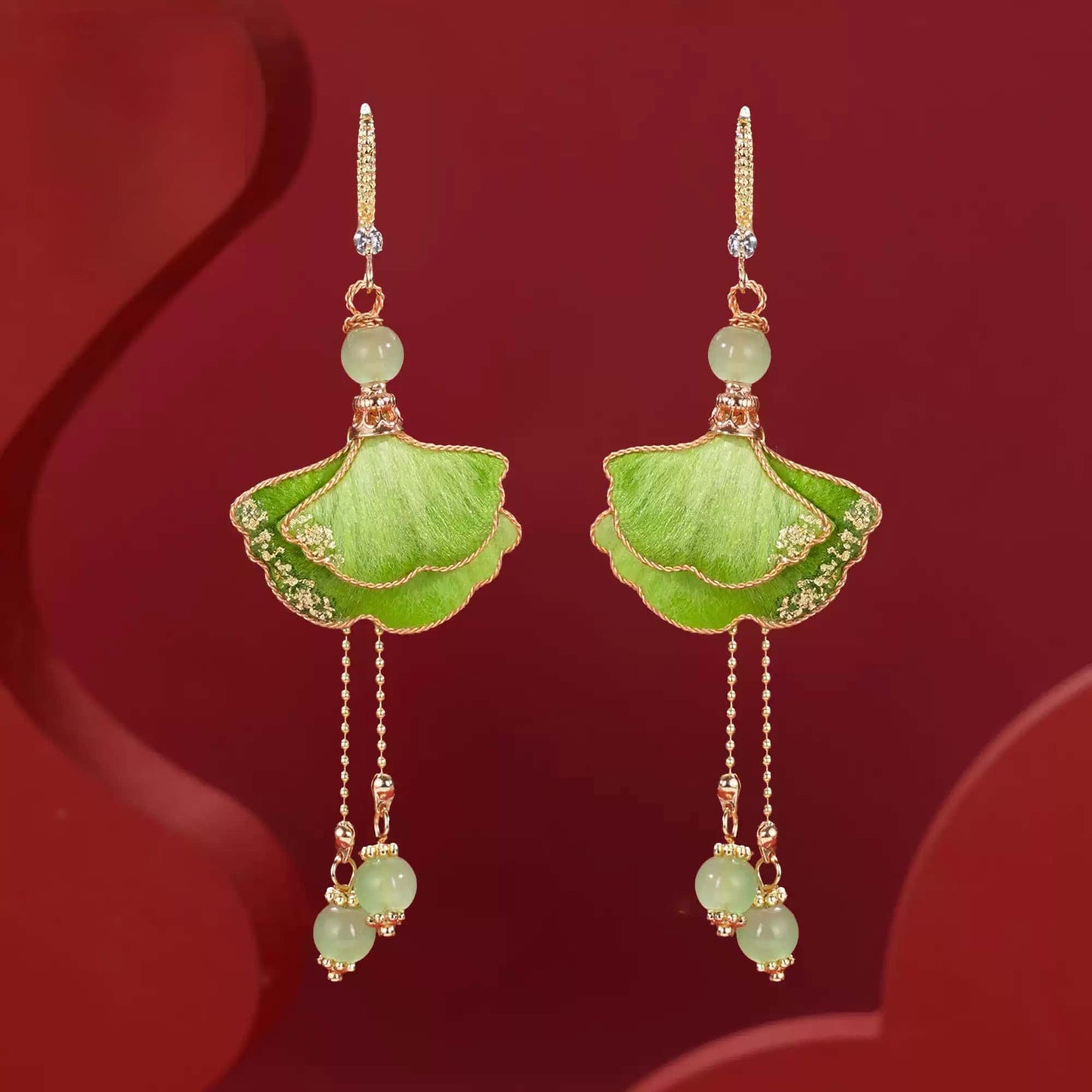 Eastculture  Green Sycamore Leaves earrings
