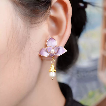 Eastculture  Three purple petals earrings
