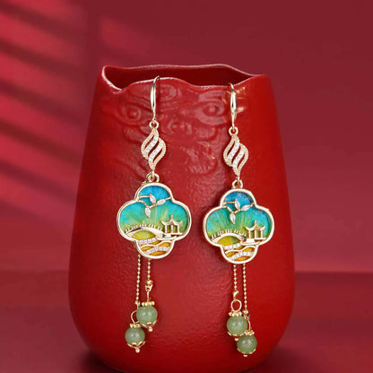 Eastculture  Green landscape design earrings