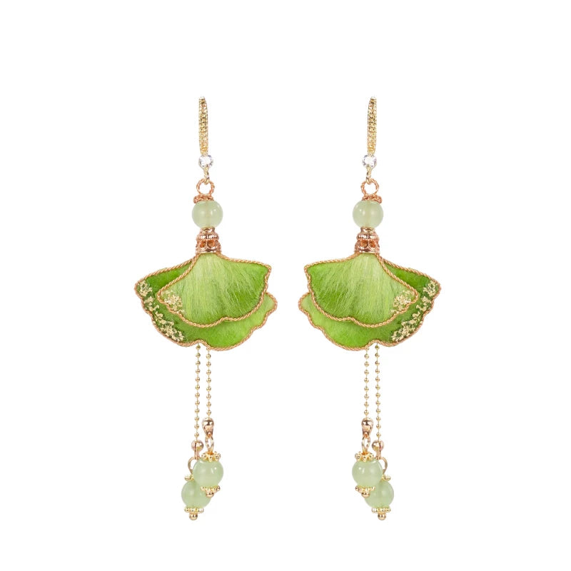 Eastculture  Green Sycamore Leaves earrings
