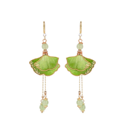 Eastculture  Green Sycamore Leaves earrings
