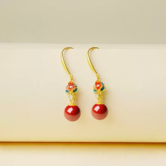 Eastculture Exquisite red flowers Earrings - Health & Longevity Gift