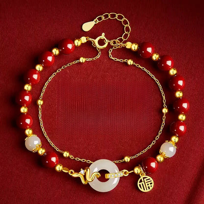 Eastculture Exquisite and auspicious white jade blessing Bracelet - Health & Longevity Blessing