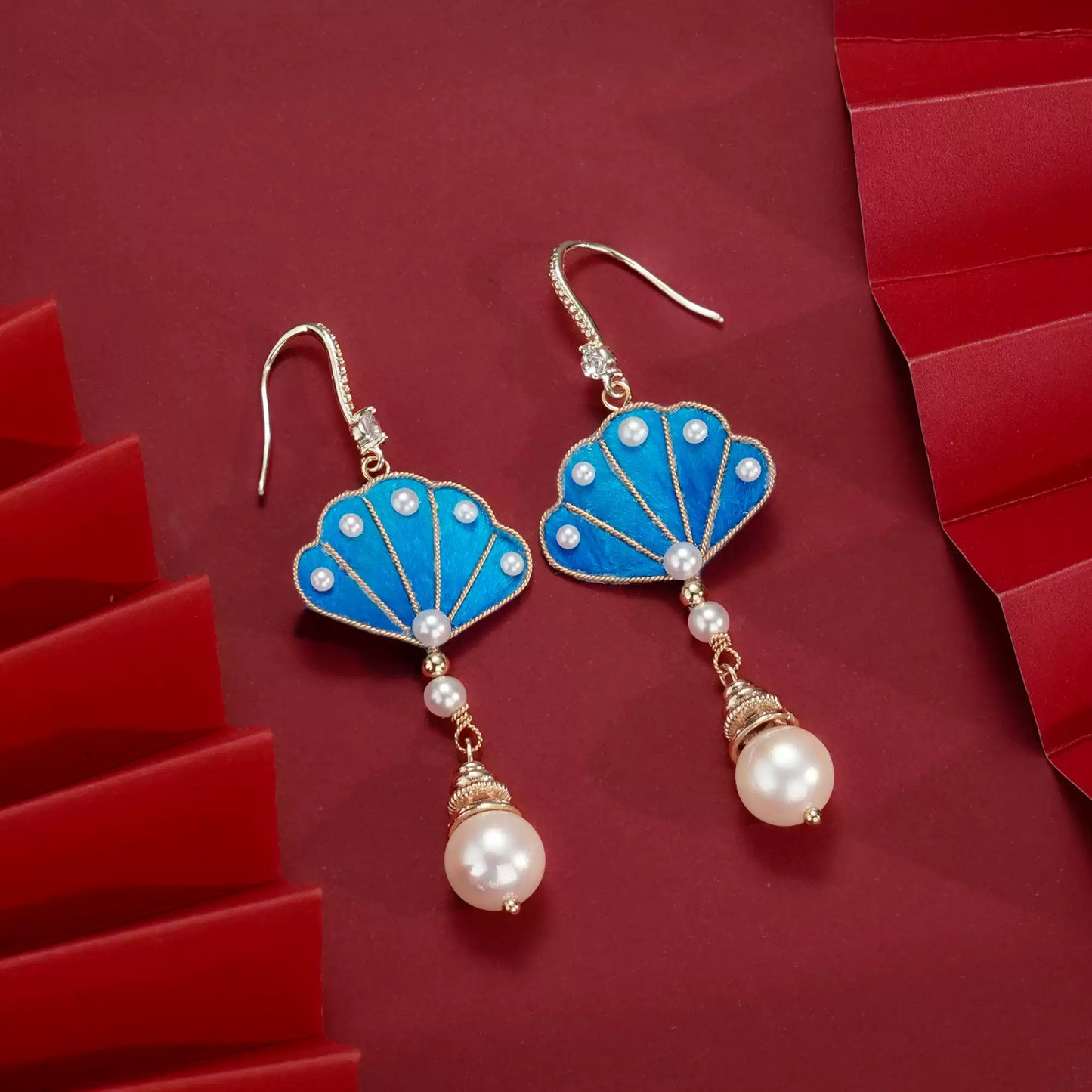 Eastculture  Blue Peacock earrings