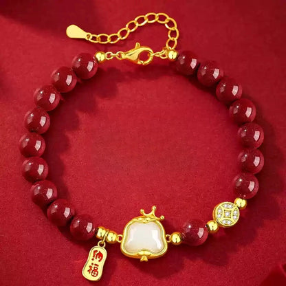 Eastculture Exquisite and auspicious white jade blessing Bracelet - Health & Longevity Blessing