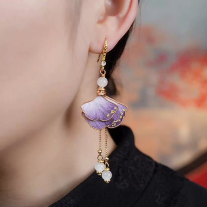 Eastculture  Purple premium ginkgo leaves earrings