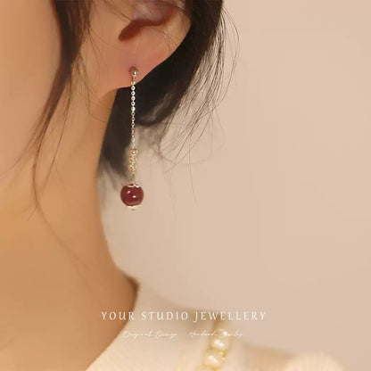 Eastculture Long pendant pearl ruby Earrings - Boost Your Fortune