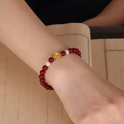 Eastculture Silver White Lotus Bracelet - Health & Longevity Blessing