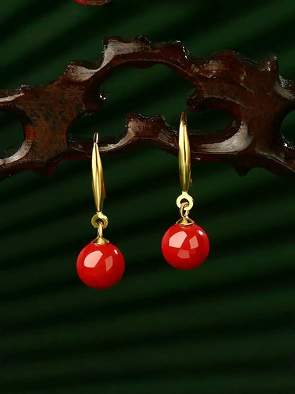 Eastculture Golden Hook and Ruby Earrings - Wealth Magnet