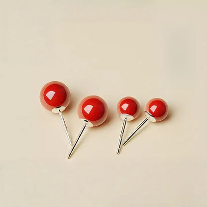 Eastculture Hand-polished red jade Earrings - Health & Longevity Blessing