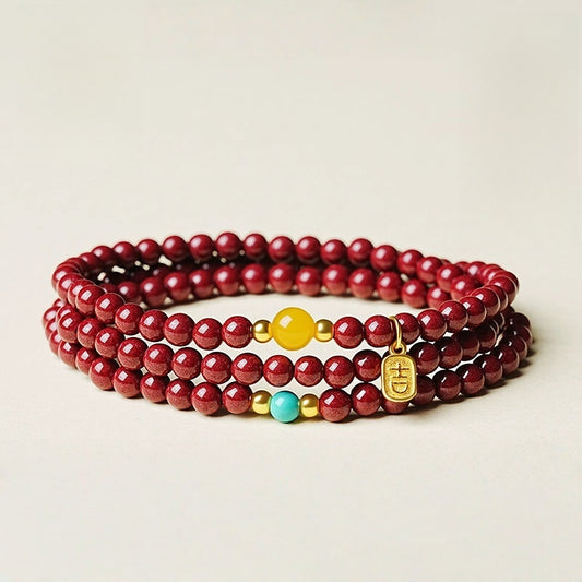 Eastculture Triple Auspicious Cinnabar Bracelet - Increase Luck