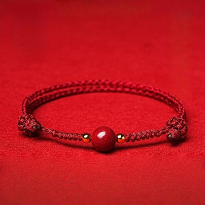 Eastculture Handmade red rope single cinnabar Bracelet - Increase wealth