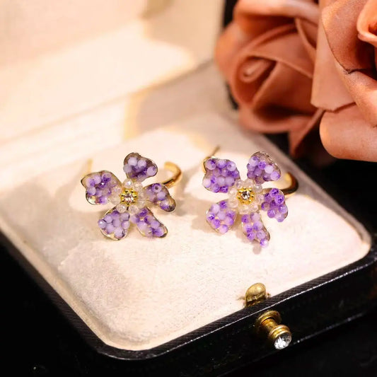 Eastculture  Purple petals earrings