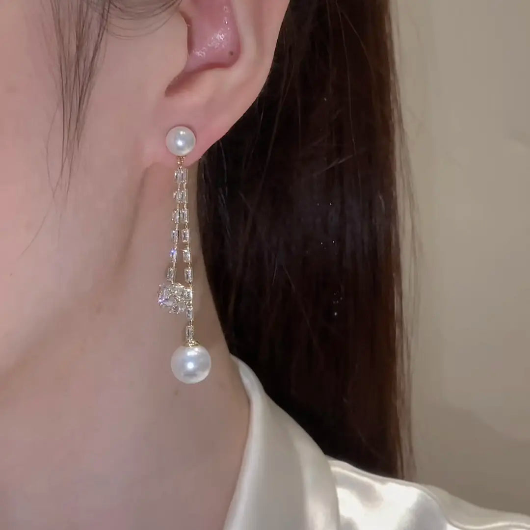 Eastculture  Double pendant pearl earrings