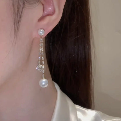 Eastculture  Double pendant pearl earrings